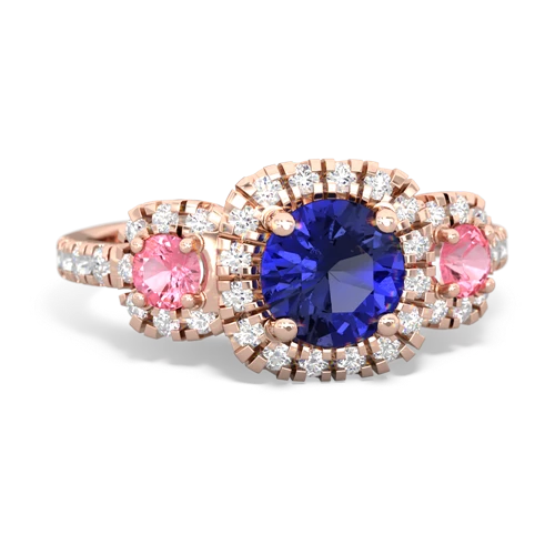 lab sapphire-pink sapphire three stone regal ring