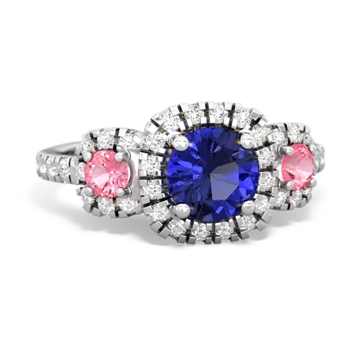 lab sapphire-pink sapphire three stone regal ring