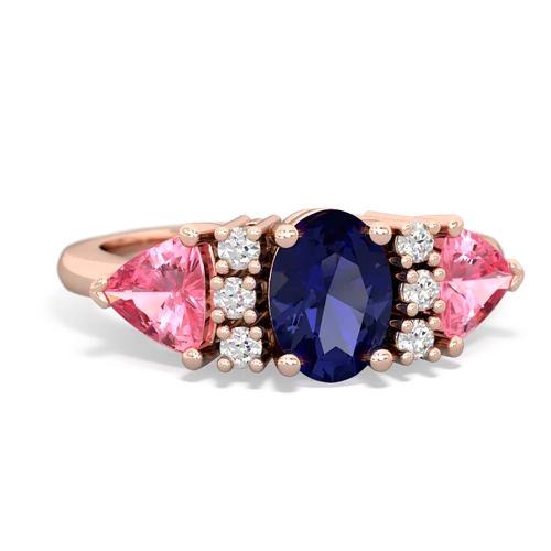 Lab Sapphire Lab Created Sapphire with Lab Created Pink Sapphire and Genuine Smoky Quartz Antique Style Three Stone ring Ring