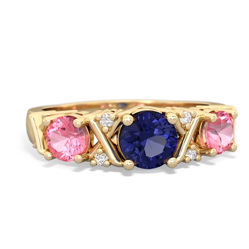 Lab Sapphire Lab Created Sapphire with Lab Created Pink Sapphire and Genuine London Blue Topaz Hugs and Kisses ring Ring