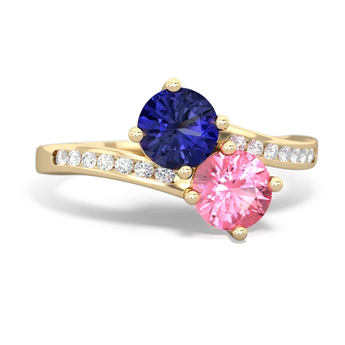 lab sapphire-pink sapphire two stone channel ring