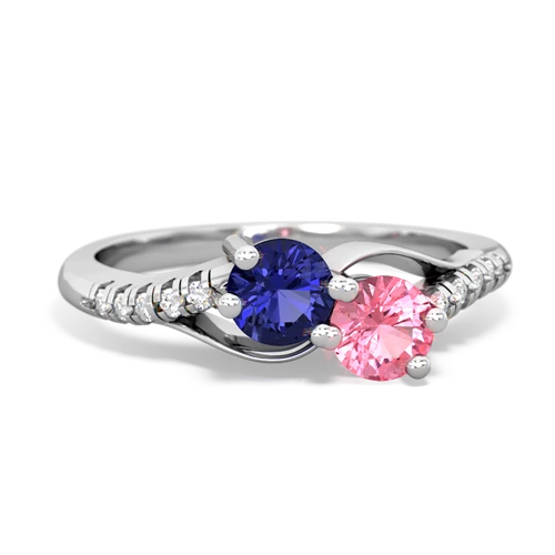 lab sapphire-pink sapphire two stone infinity ring