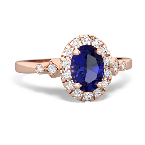 Lab Sapphire Antique-style Halo Lab Created Sapphire ring Ring