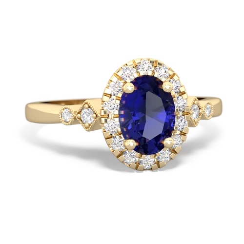 lab sapphire antique halo ring