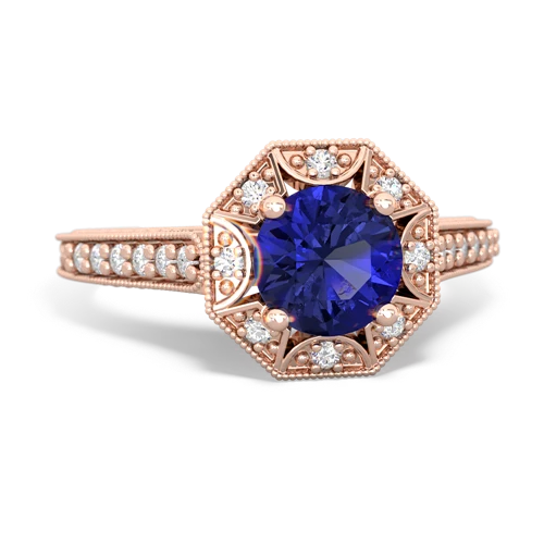 lab sapphire antique hexagon ring