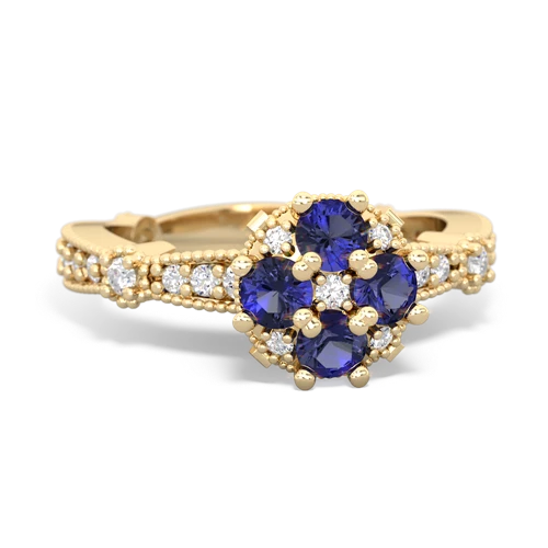 lab sapphire art deco engagement ring