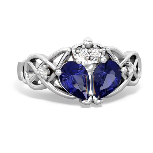 Lab Sapphire Two Stone Claddagh Lab Created Sapphire ring Ring
