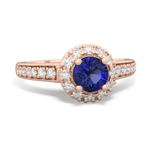 lab sapphire classic halo ring