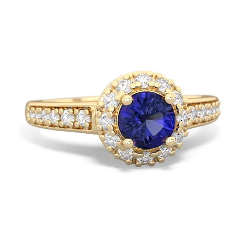 lab sapphire classic halo ring