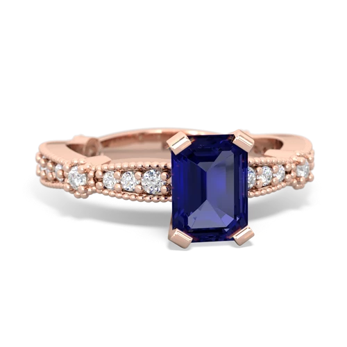 Lab Sapphire Milgrain Antique Style Lab Created Sapphire ring Ring