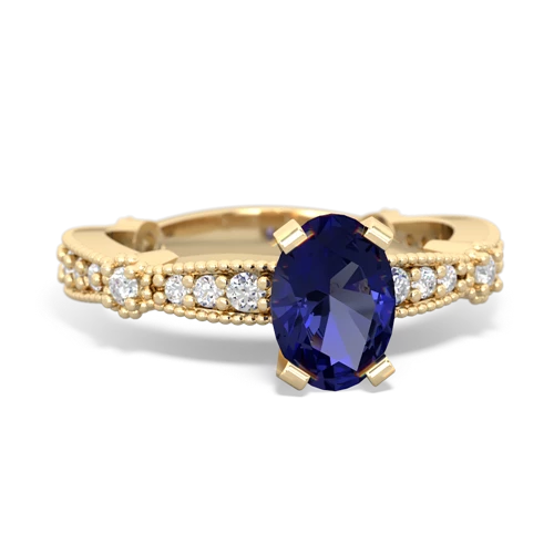 Lab Sapphire Milgrain Antique Style Lab Created Sapphire ring Ring