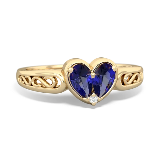 Lab Sapphire filligree Heart Lab Created Sapphire ring Ring
