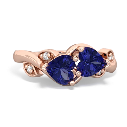 lab sapphire floral keepsake ring