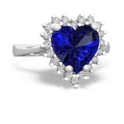 Lab Sapphire Halo Heart Lab Created Sapphire ring Ring
