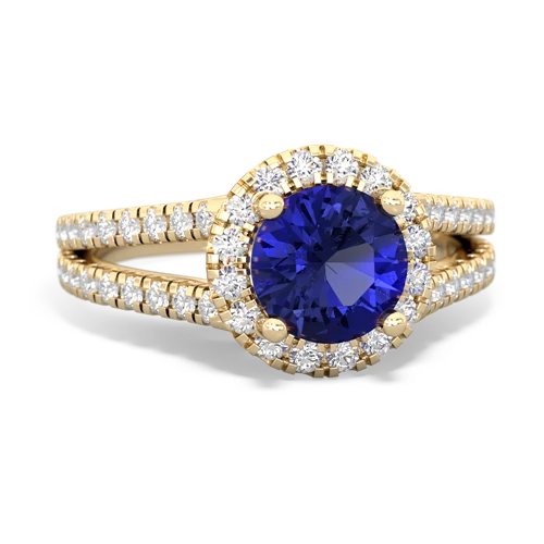 Lab Sapphire Pave Halo Lab Created Sapphire ring Ring