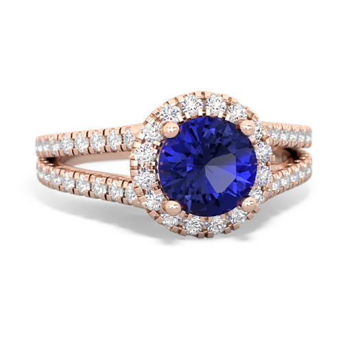 lab sapphire halo pave ring