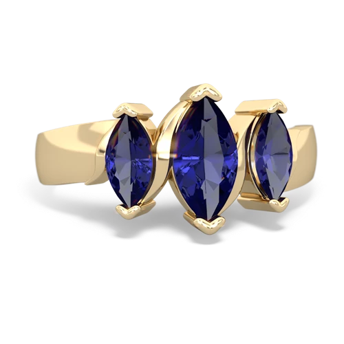 Lab Sapphire Lab Created Sapphire with  and  Three Peeks ring Ring