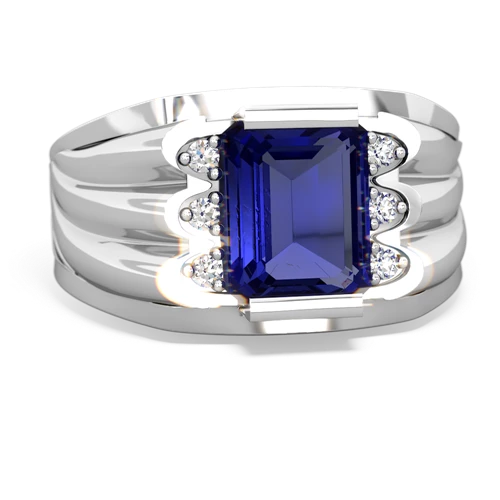 lab sapphire mens ring