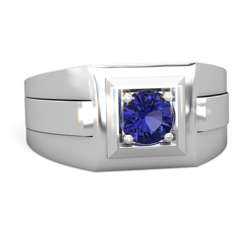 lab sapphire mens round ring