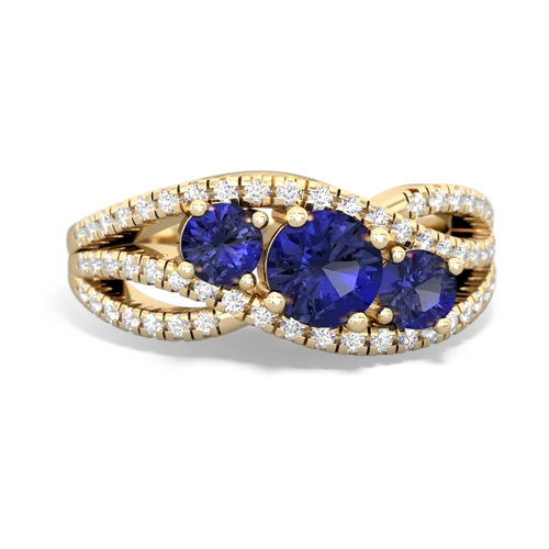 lab sapphire three stone pave ring