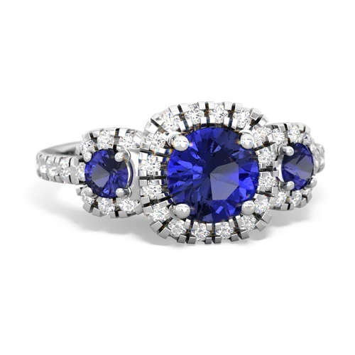 lab sapphire three stone regal ring