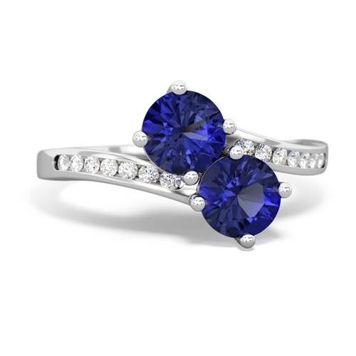lab sapphire two stone channel ring
