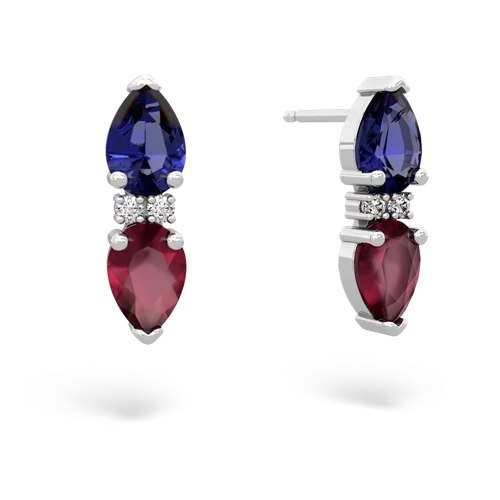 lab sapphire-ruby bowtie earrings