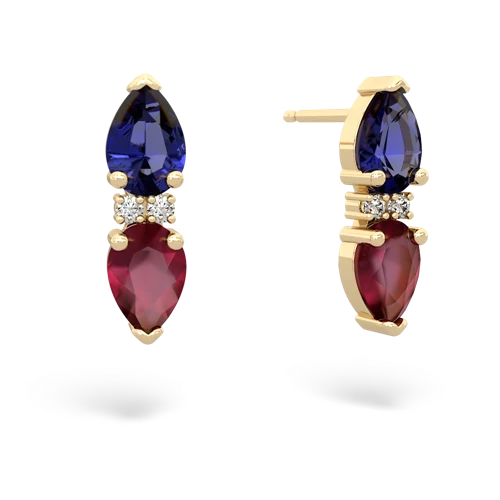 lab sapphire-ruby bowtie earrings