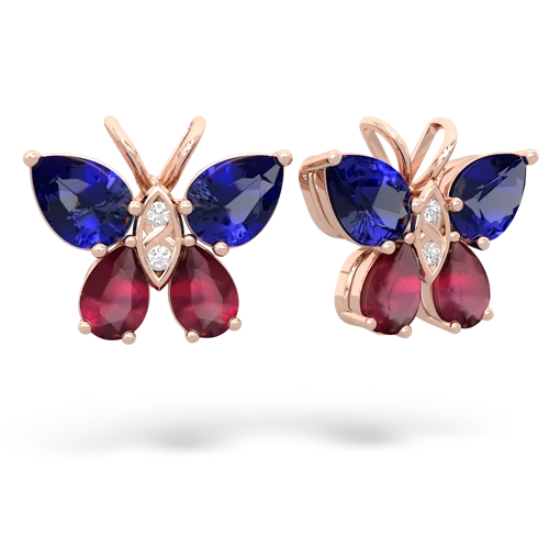 lab sapphire-ruby butterfly earrings