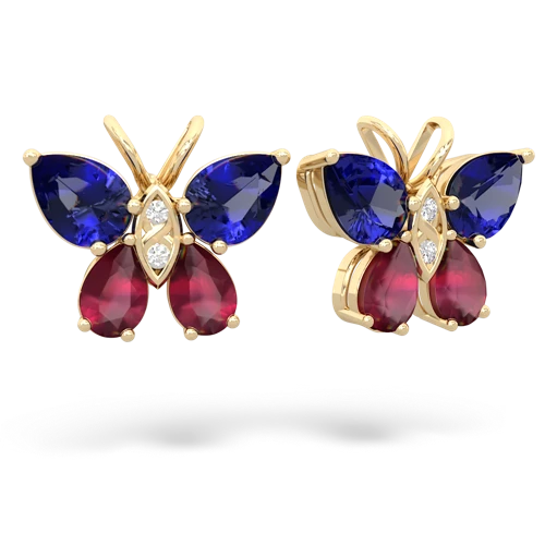 lab sapphire-ruby butterfly earrings