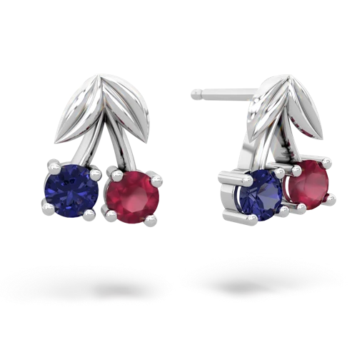 lab sapphire-ruby cherries earrings