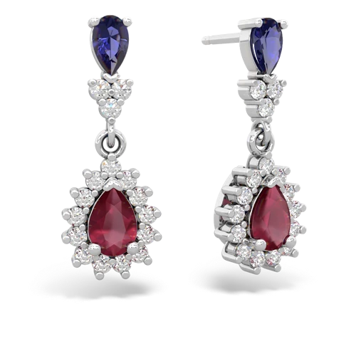 lab sapphire-ruby dangle earrings