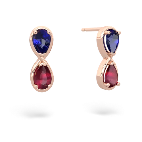 lab sapphire-ruby infinity earrings