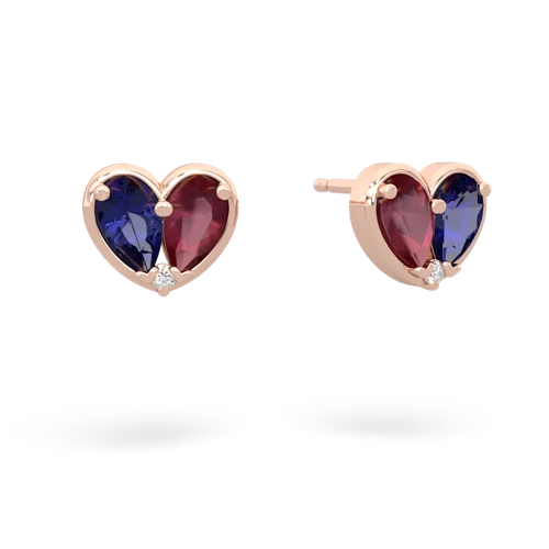 lab sapphire-ruby one heart earrings