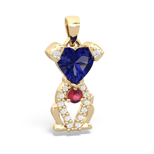 lab sapphire-ruby birthstone puppy pendant