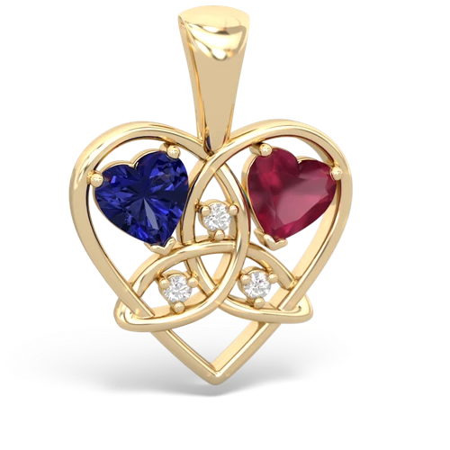 Lab Sapphire Lab Created Sapphire with Genuine Ruby Celtic Trinity Heart pendant Pendant