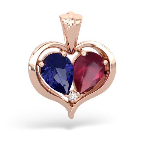 Lab Sapphire Lab Created Sapphire with Genuine Ruby Two Become One pendant Pendant