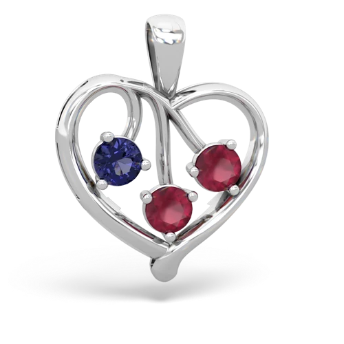 Lab Sapphire Lab Created Sapphire with Genuine Ruby and Genuine Aquamarine Glowing Heart pendant Pendant