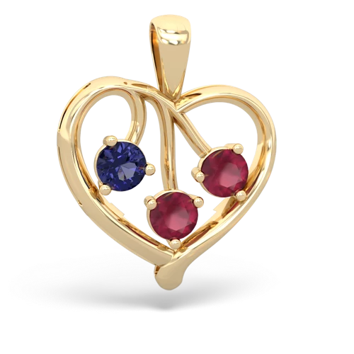 lab sapphire-ruby love heart pendant