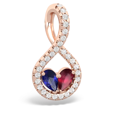 Lab Sapphire Lab Created Sapphire with Genuine Ruby PavÃ© Twist pendant Pendant