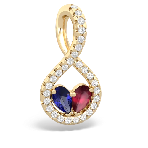 lab sapphire-ruby pave twist pendant