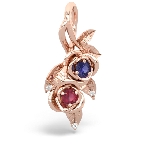 Lab Sapphire Lab Created Sapphire with Genuine Ruby Rose Vine pendant Pendant