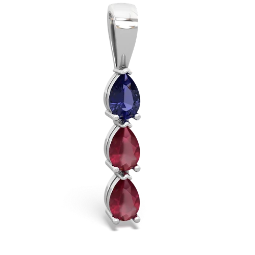 Lab Sapphire Lab Created Sapphire with Genuine Ruby and  Three Stone pendant Pendant