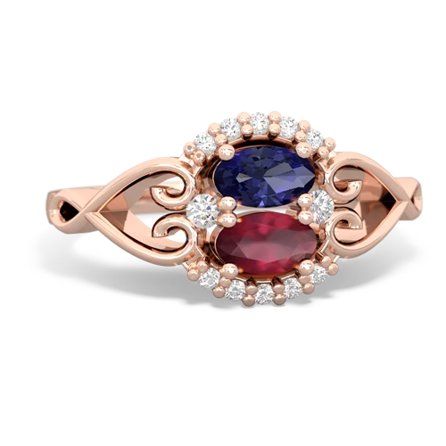 Lab Sapphire Lab Created Sapphire with Genuine Ruby Love Nest ring Ring