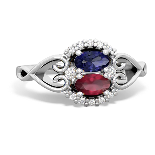 lab sapphire-ruby antique keepsake ring