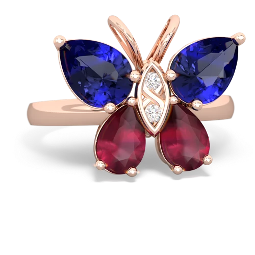 lab sapphire-ruby butterfly ring
