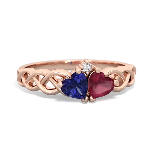 lab sapphire-ruby celtic braid ring