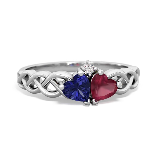 lab sapphire-ruby celtic braid ring