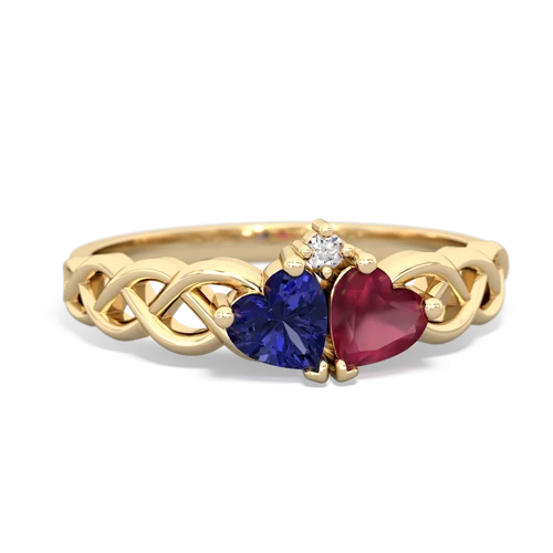 lab sapphire-ruby celtic braid ring