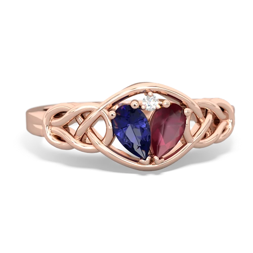 Lab Sapphire Lab Created Sapphire with Genuine Ruby Celtic Love Knot ring Ring